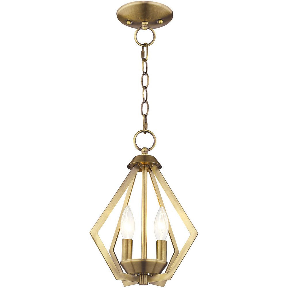 Antiqued Brass Two Light Metal Dimmable Chandelier With Shades HomeRoots
