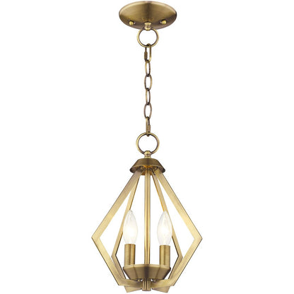 Antiqued Brass Two Light Metal Dimmable Chandelier With Shades HomeRoots