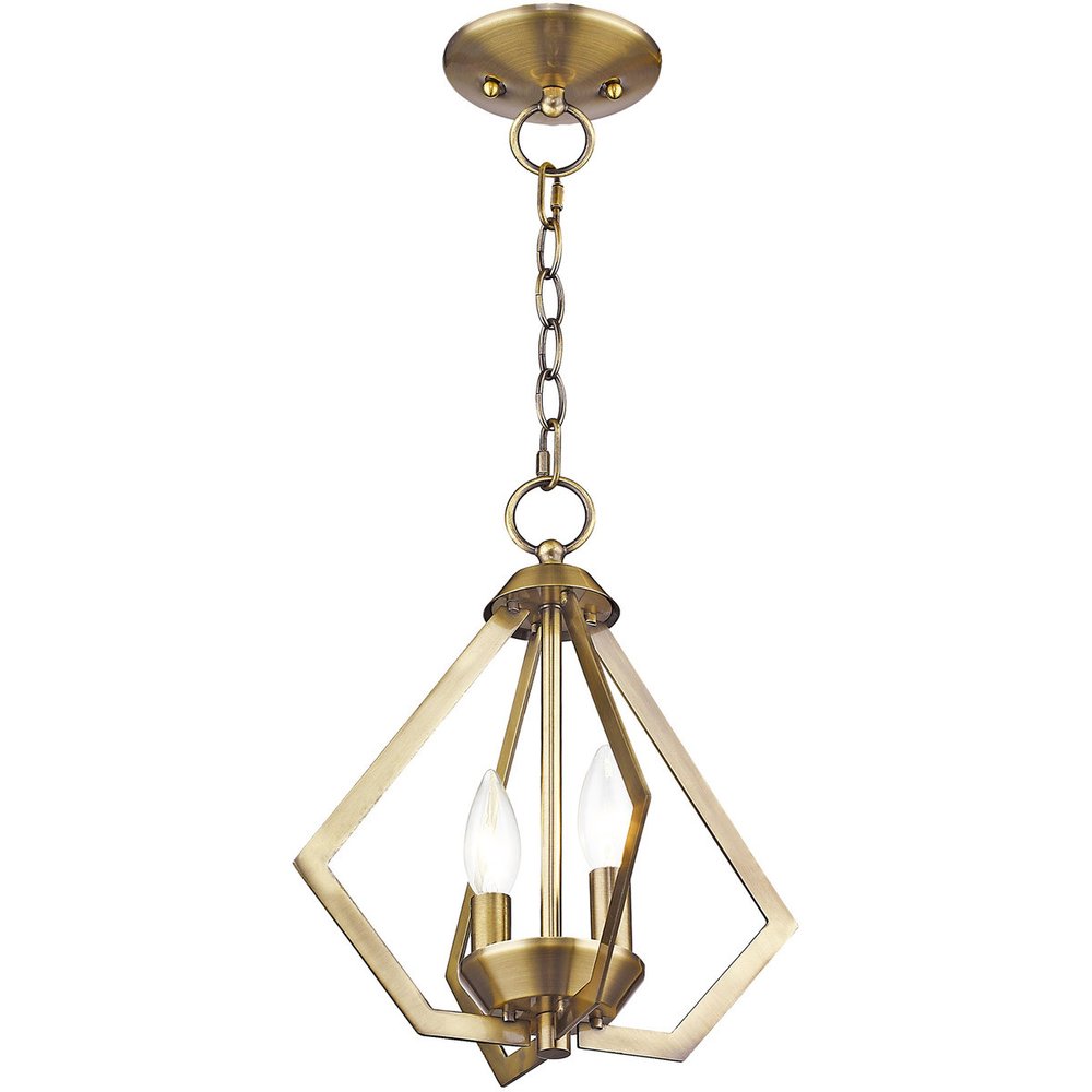 Antiqued Brass Two Light Metal Dimmable Chandelier With Shades HomeRoots