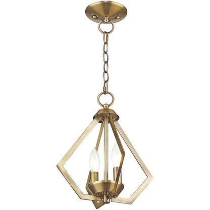 Antiqued Brass Two Light Metal Dimmable Chandelier With Shades HomeRoots
