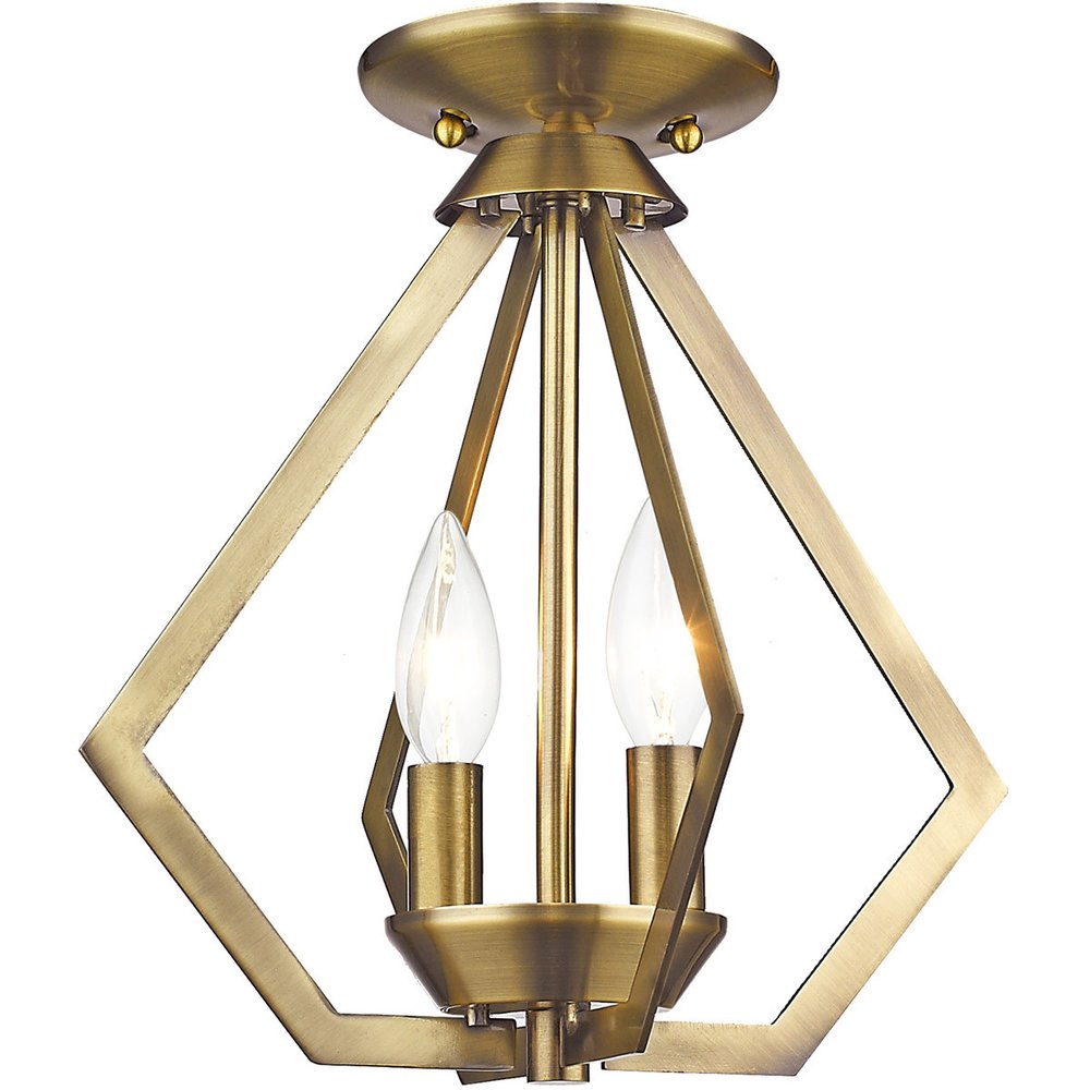 Antiqued Brass Two Light Metal Dimmable Chandelier With Shades HomeRoots