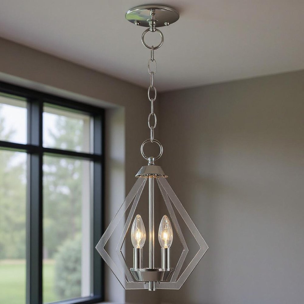 Silver Two Light Metal Dimmable Chandelier With Shades HomeRoots