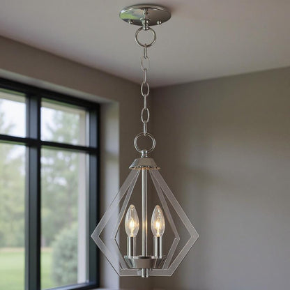 Silver Two Light Metal Dimmable Chandelier With Shades HomeRoots