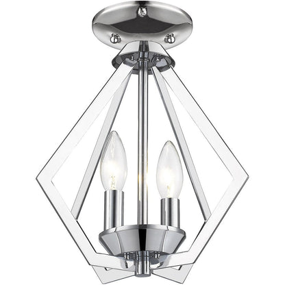 Silver Two Light Metal Dimmable Chandelier With Shades HomeRoots