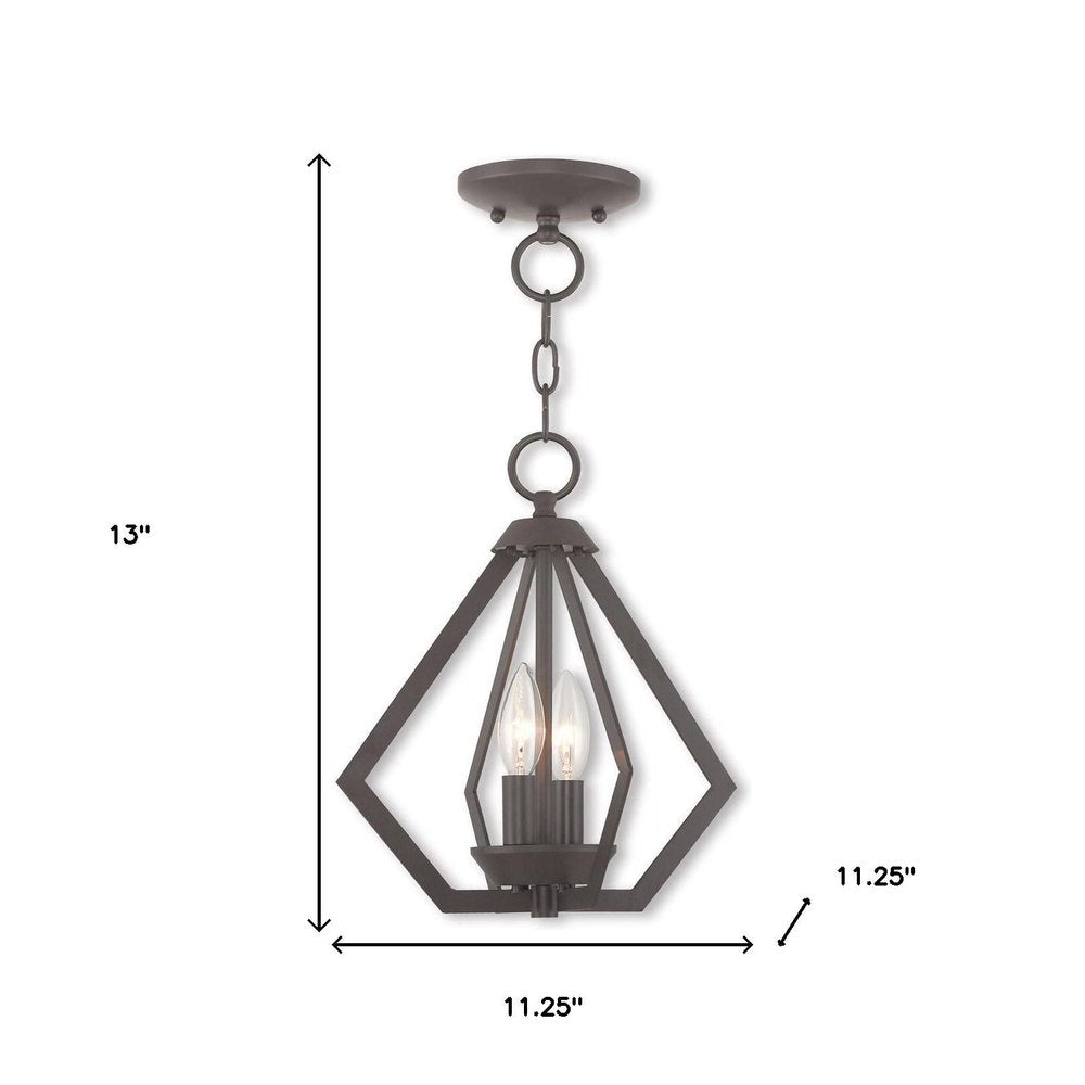 Bronze Two Light Metal Dimmable Chandelier With Shades HomeRoots