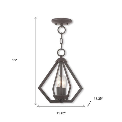 Bronze Two Light Metal Dimmable Chandelier With Shades HomeRoots
