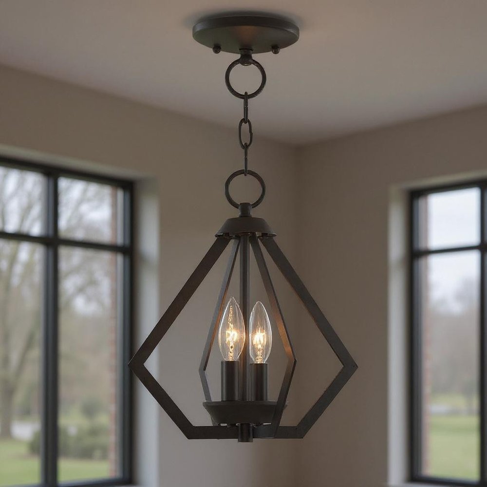 Bronze Two Light Metal Dimmable Chandelier With Shades HomeRoots