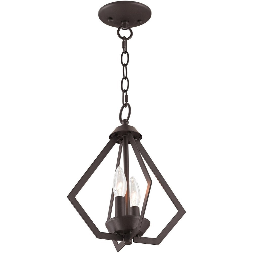 Bronze Two Light Metal Dimmable Chandelier With Shades HomeRoots