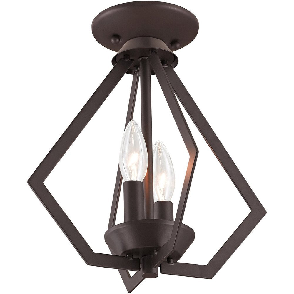 Bronze Two Light Metal Dimmable Chandelier With Shades HomeRoots