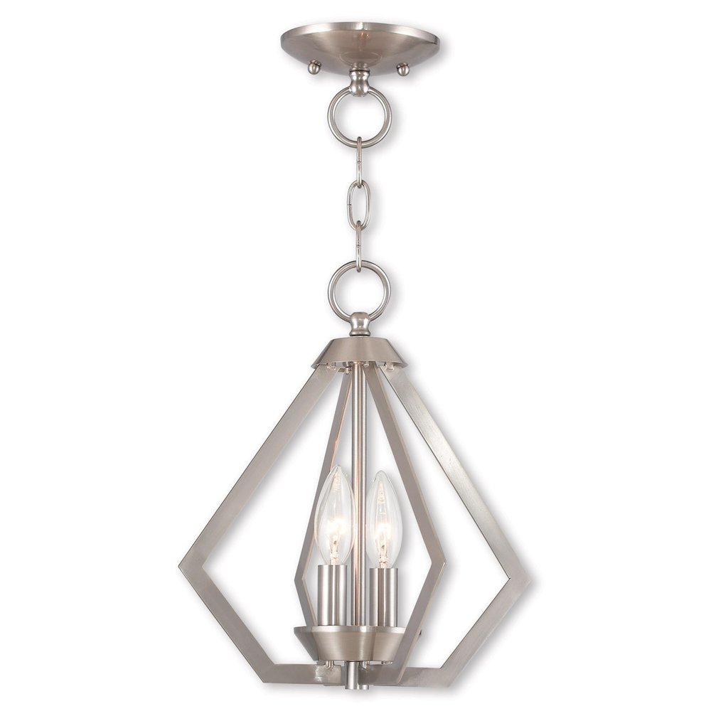 Nickel Two Light Metal Dimmable Chandelier With Shades HomeRoots