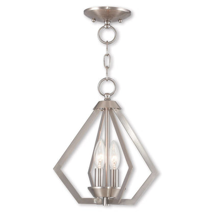 Nickel Two Light Metal Dimmable Chandelier With Shades HomeRoots