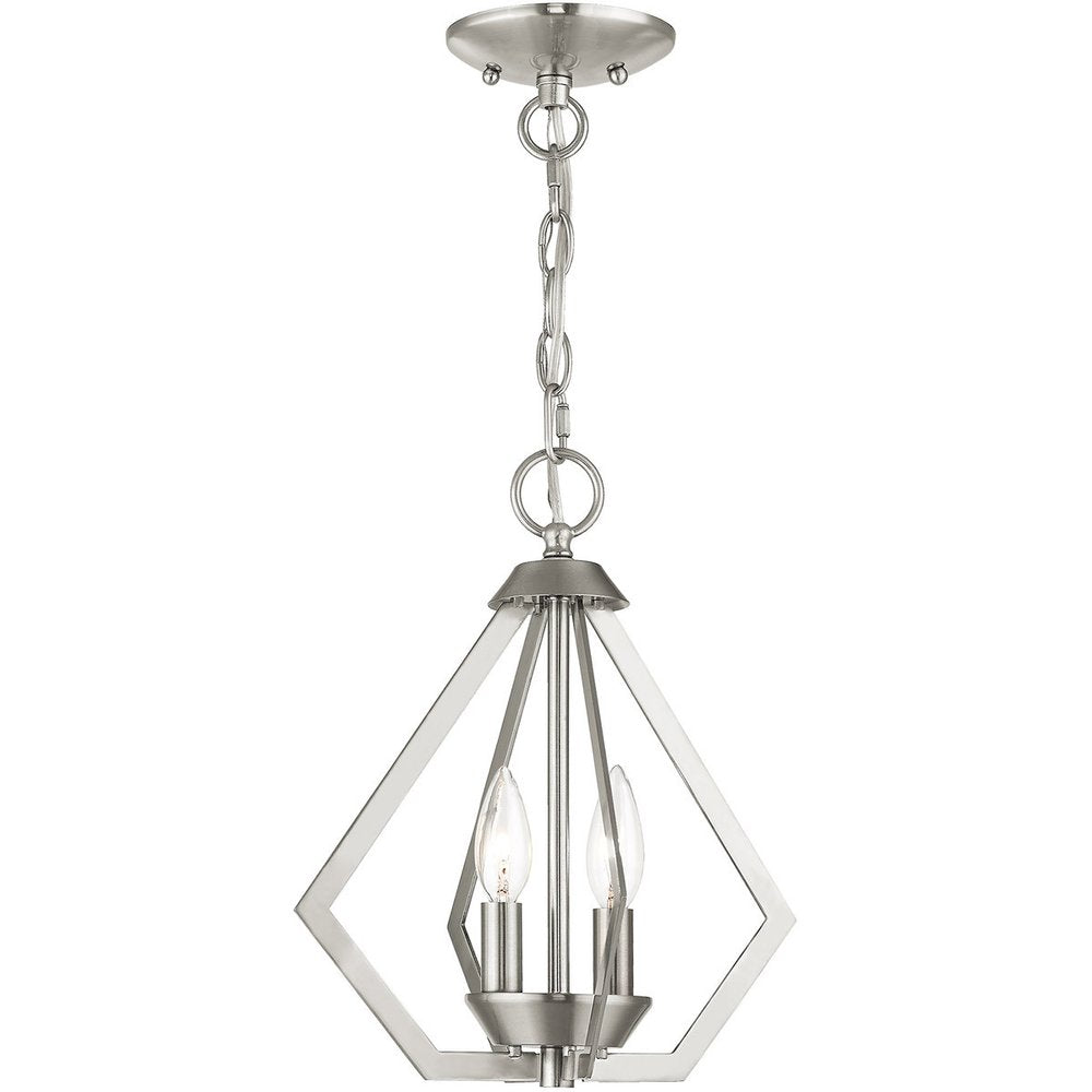 Nickel Two Light Metal Dimmable Chandelier With Shades HomeRoots
