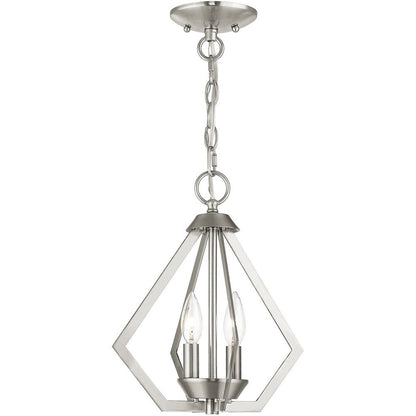 Nickel Two Light Metal Dimmable Chandelier With Shades HomeRoots