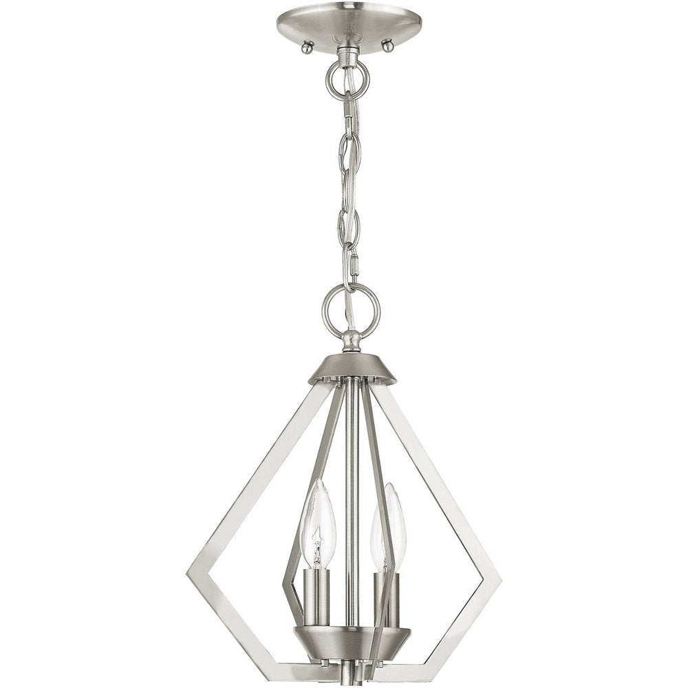 Nickel Two Light Metal Dimmable Chandelier With Shades HomeRoots