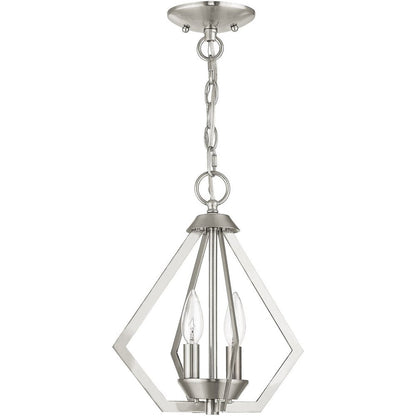 Nickel Two Light Metal Dimmable Chandelier With Shades HomeRoots