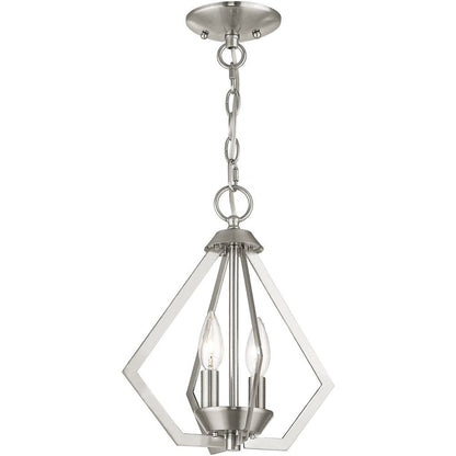 Nickel Two Light Metal Dimmable Chandelier With Shades HomeRoots