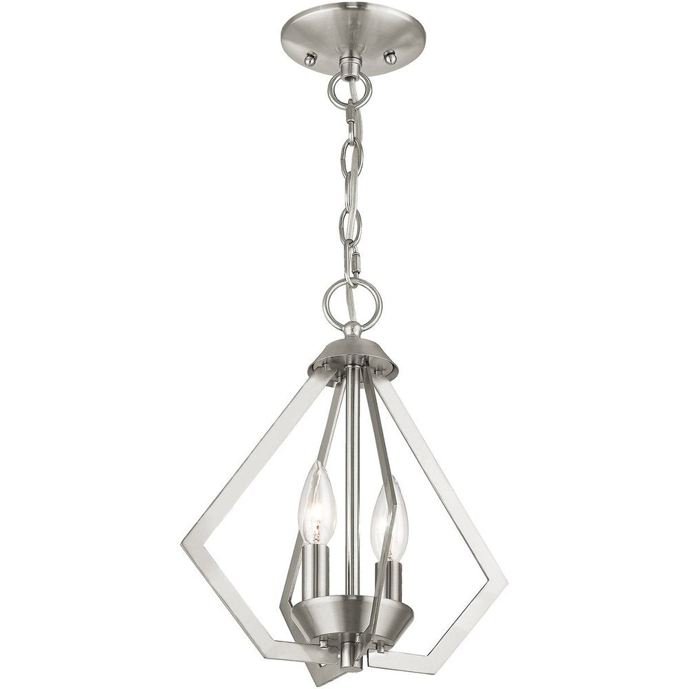 Nickel Two Light Metal Dimmable Chandelier With Shades HomeRoots