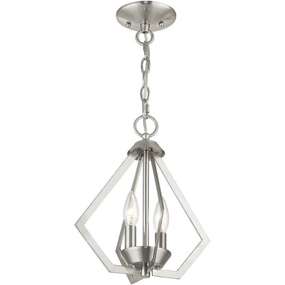 Nickel Two Light Metal Dimmable Chandelier With Shades HomeRoots