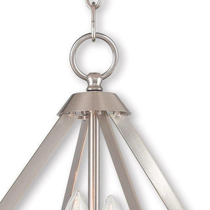 Nickel Two Light Metal Dimmable Chandelier With Shades HomeRoots