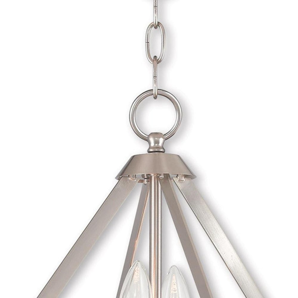 Nickel Two Light Metal Dimmable Chandelier With Shades HomeRoots