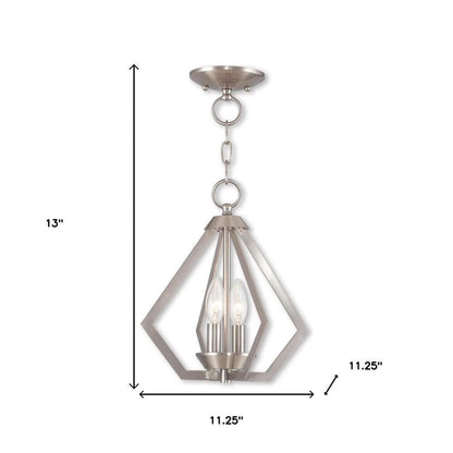 Nickel Two Light Metal Dimmable Chandelier With Shades HomeRoots