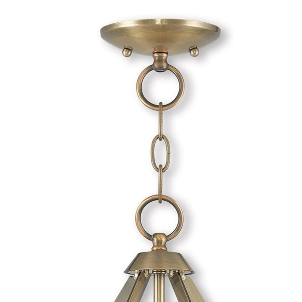 Antiqued Brass Three Light Metal Dimmable Chandelier With Shades HomeRoots