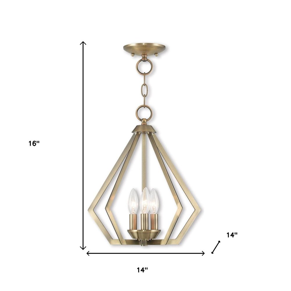 Antiqued Brass Three Light Metal Dimmable Chandelier With Shades HomeRoots