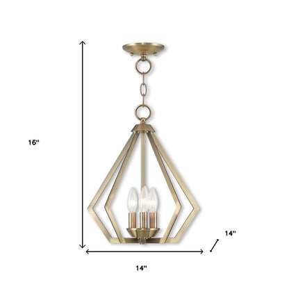Antiqued Brass Three Light Metal Dimmable Chandelier With Shades HomeRoots