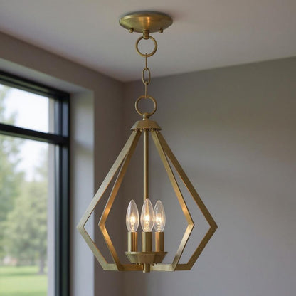 Antiqued Brass Three Light Metal Dimmable Chandelier With Shades HomeRoots