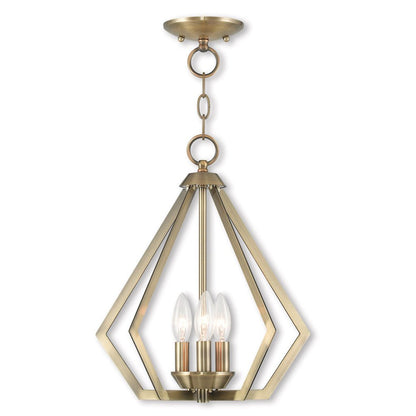 Antiqued Brass Three Light Metal Dimmable Chandelier With Shades HomeRoots