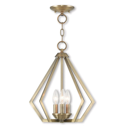 Antiqued Brass Three Light Metal Dimmable Chandelier With Shades HomeRoots