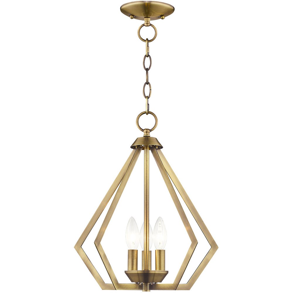 Antiqued Brass Three Light Metal Dimmable Chandelier With Shades HomeRoots