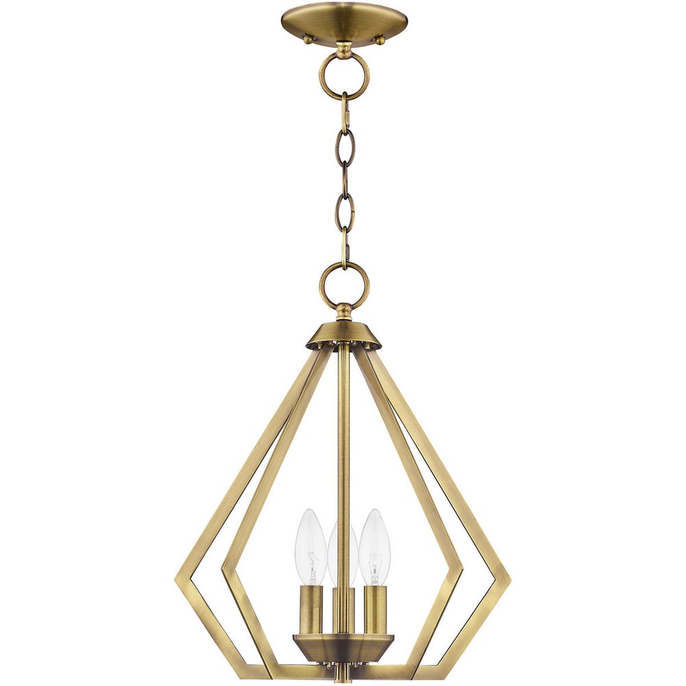 Antiqued Brass Three Light Metal Dimmable Chandelier With Shades HomeRoots
