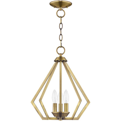 Antiqued Brass Three Light Metal Dimmable Chandelier With Shades HomeRoots
