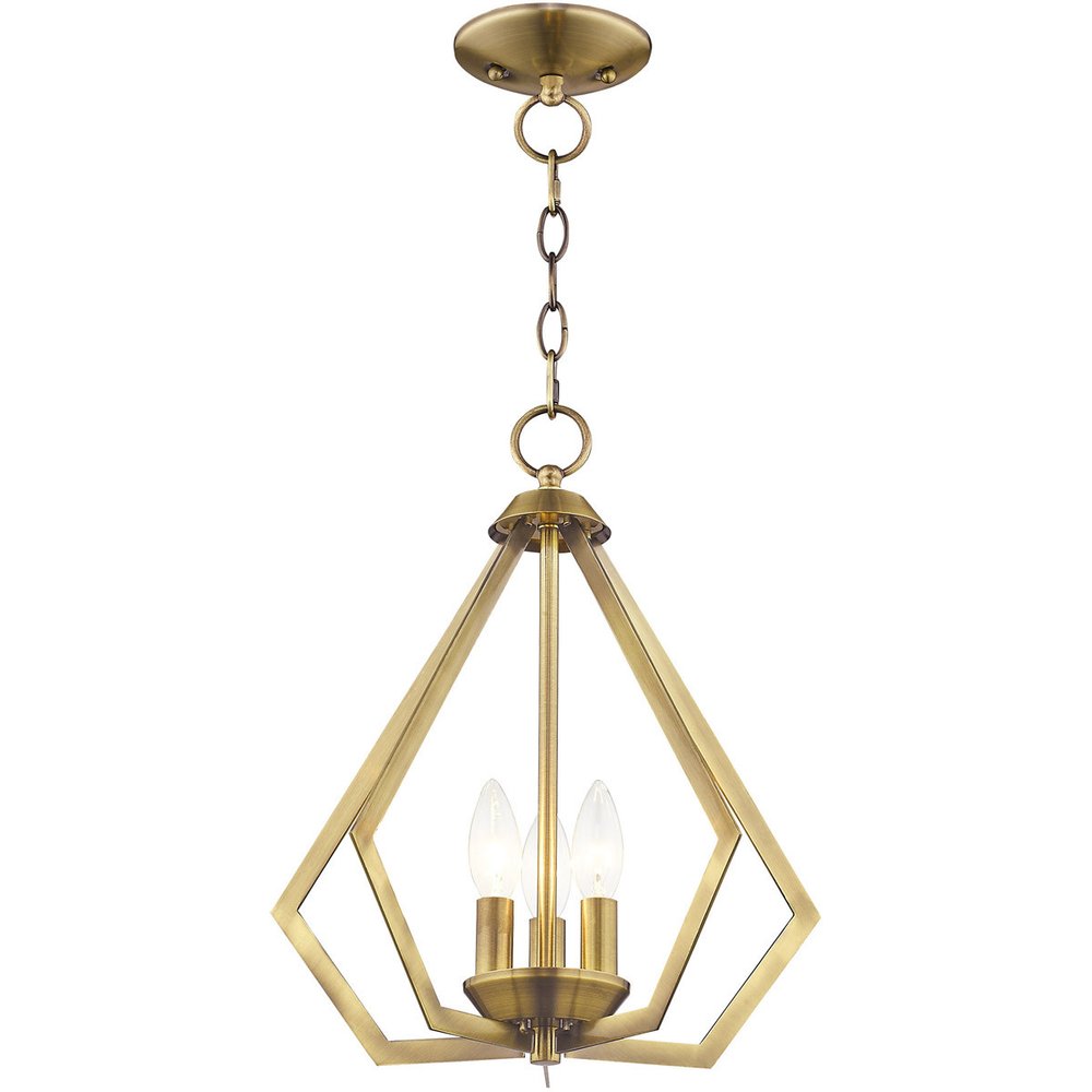 Antiqued Brass Three Light Metal Dimmable Chandelier With Shades HomeRoots