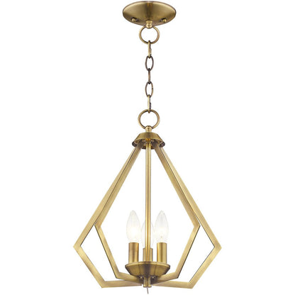 Antiqued Brass Three Light Metal Dimmable Chandelier With Shades HomeRoots