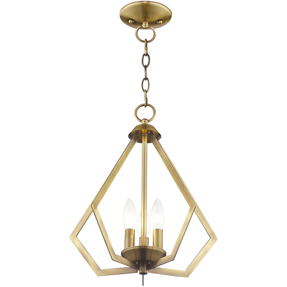 Antiqued Brass Three Light Metal Dimmable Chandelier With Shades HomeRoots