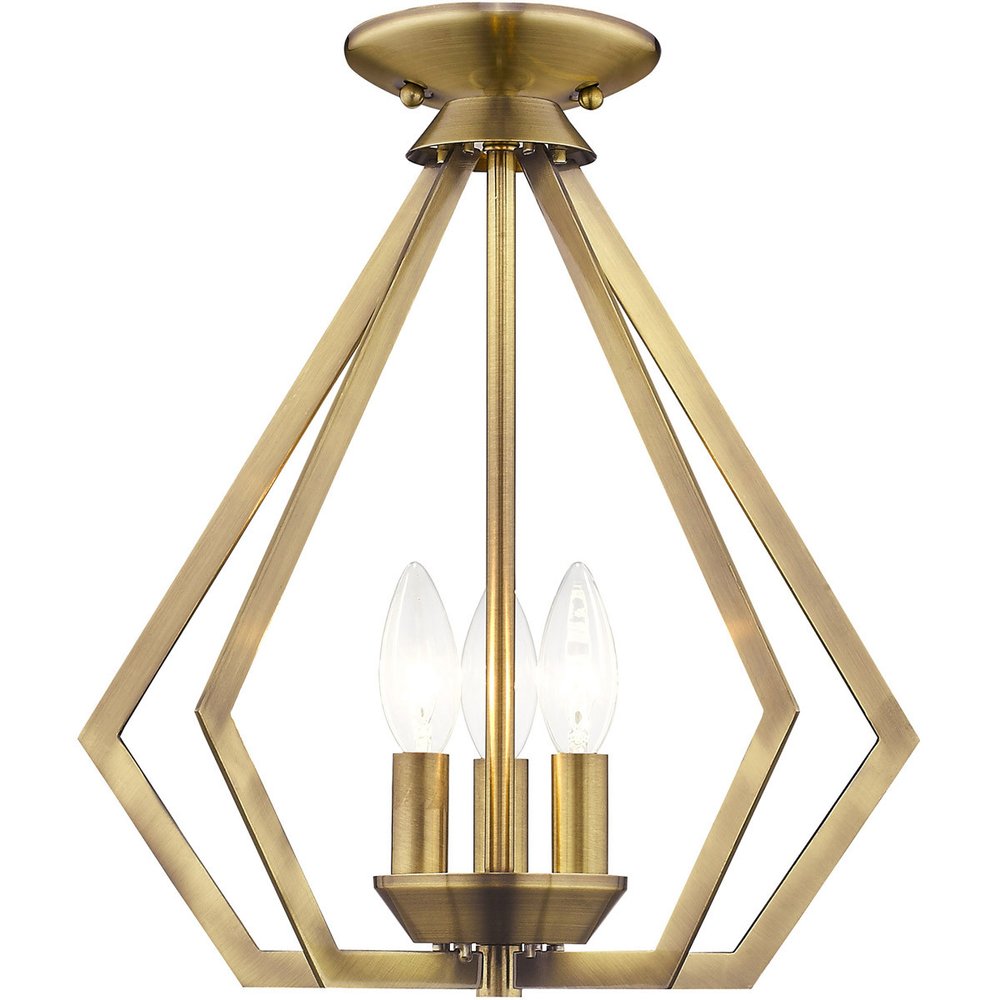 Antiqued Brass Three Light Metal Dimmable Chandelier With Shades HomeRoots
