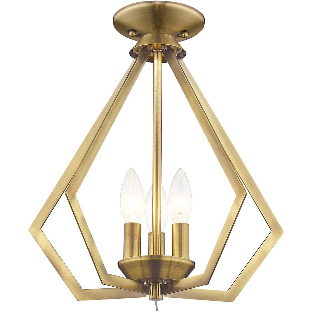 Antiqued Brass Three Light Metal Dimmable Chandelier With Shades HomeRoots