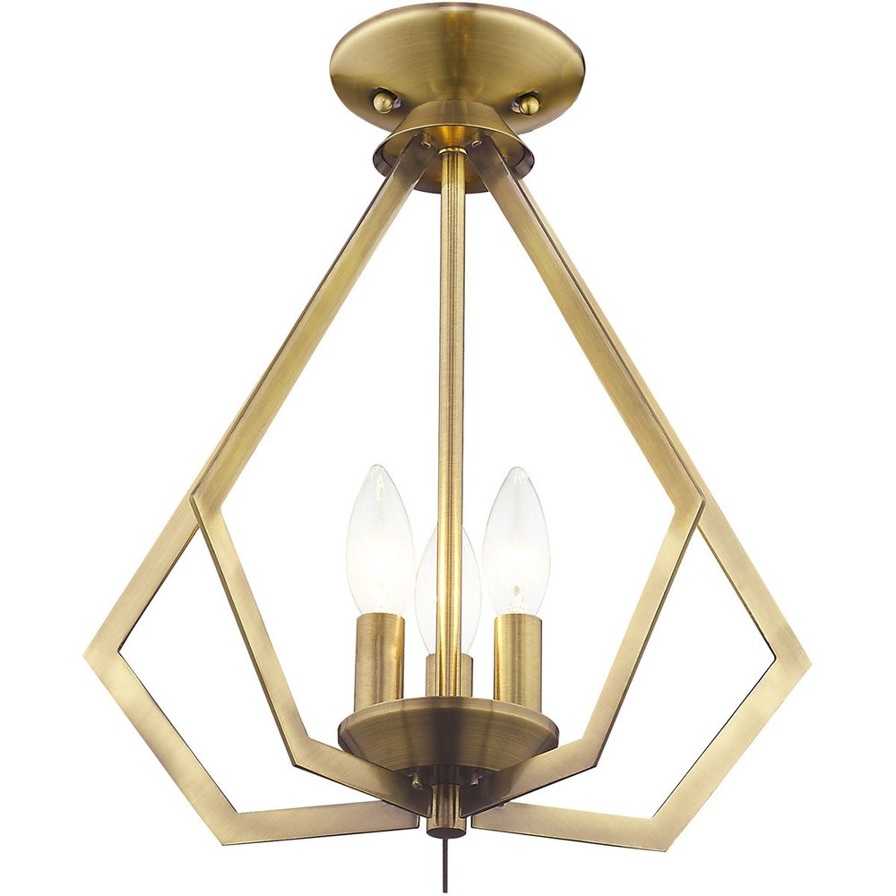 Antiqued Brass Three Light Metal Dimmable Chandelier With Shades HomeRoots