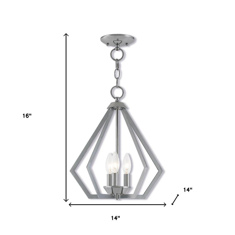 Silver Three Light Metal Dimmable Chandelier With Shades HomeRoots