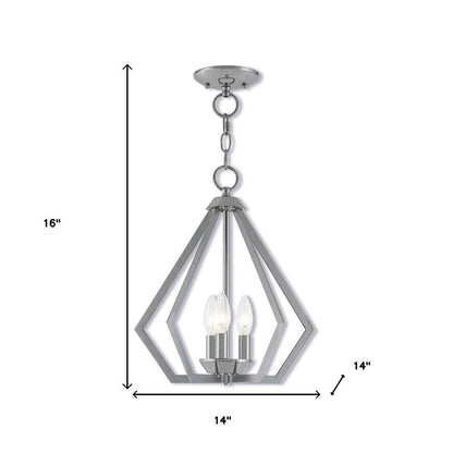 Silver Three Light Metal Dimmable Chandelier With Shades HomeRoots