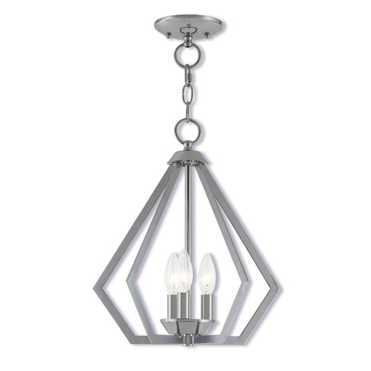 Silver Three Light Metal Dimmable Chandelier With Shades HomeRoots