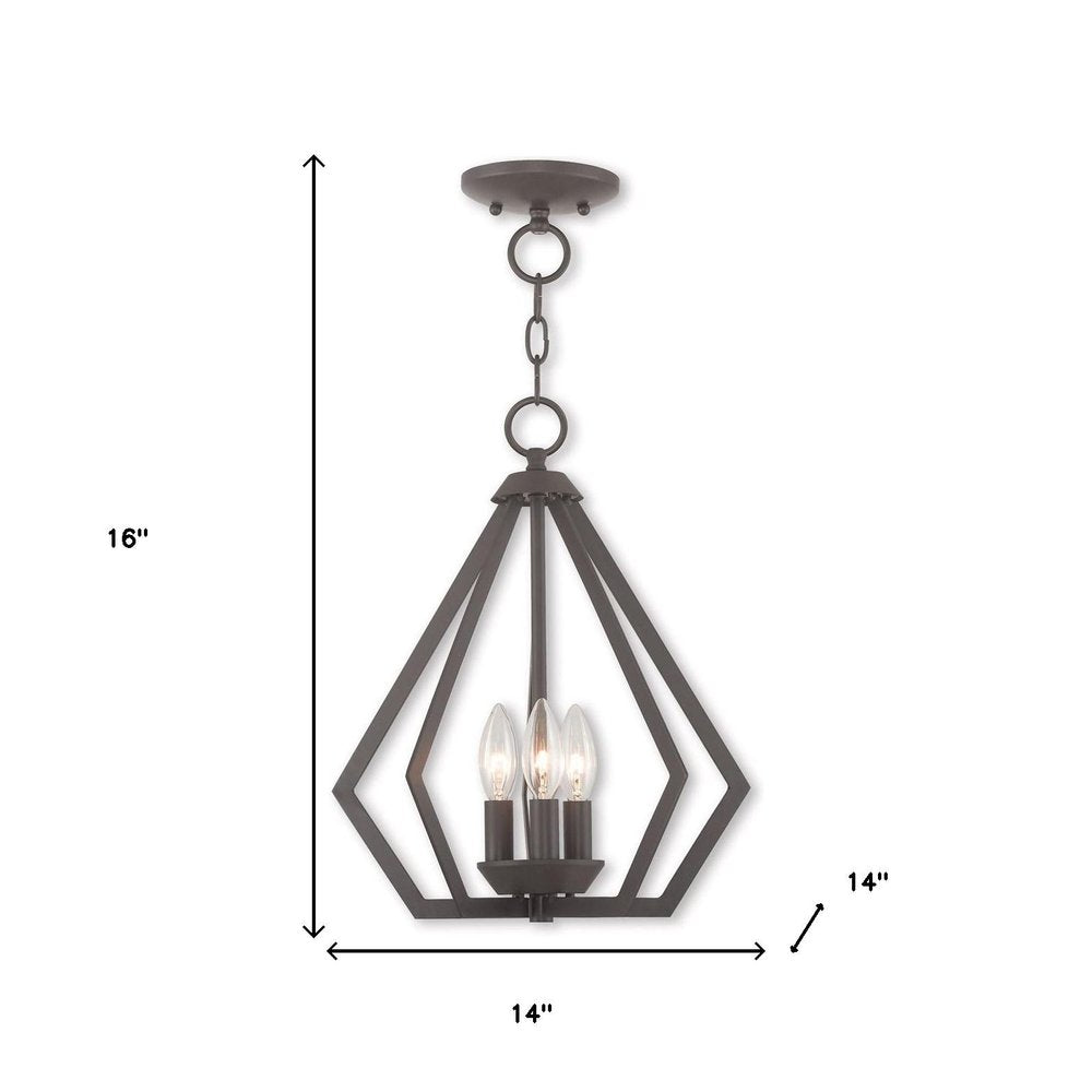 Bronze Three Light Metal Dimmable Chandelier With Shades HomeRoots