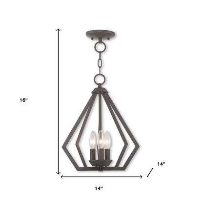 Bronze Three Light Metal Dimmable Chandelier With Shades HomeRoots