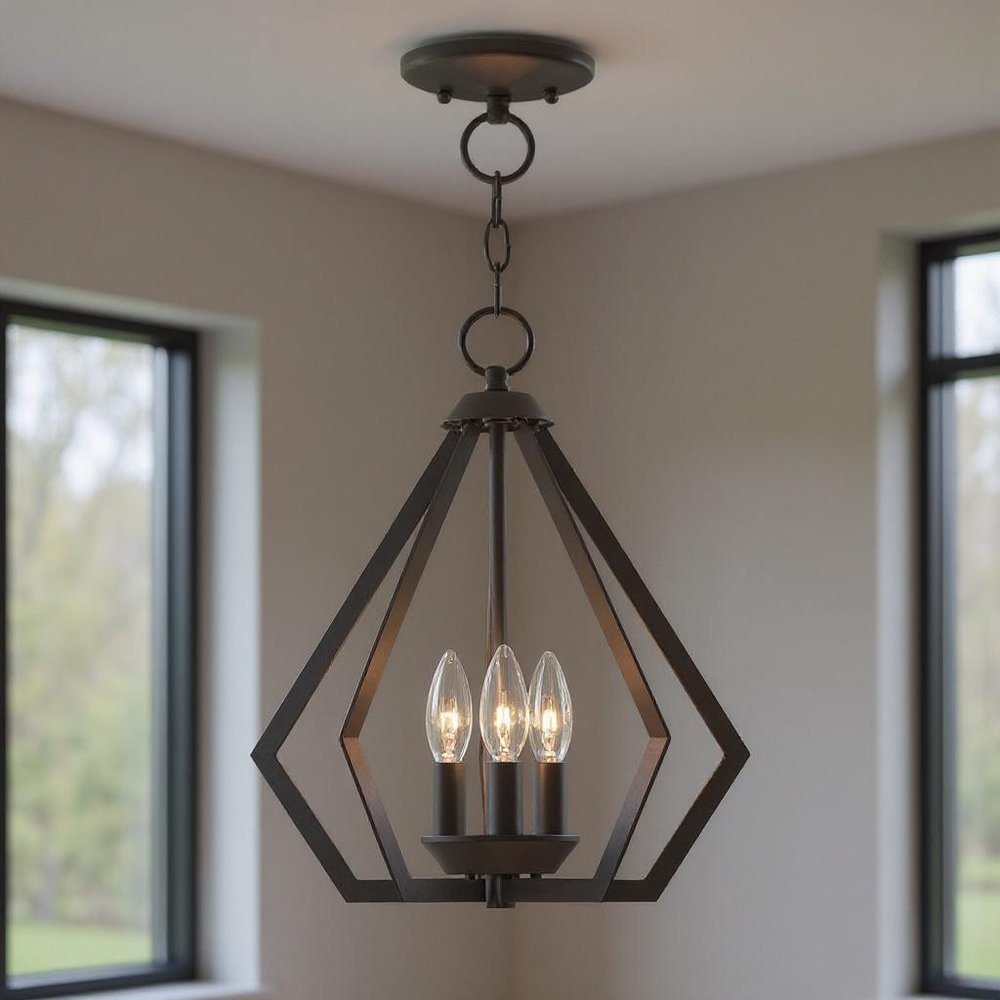 Bronze Three Light Metal Dimmable Chandelier With Shades HomeRoots