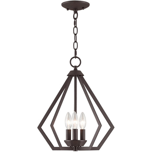 Bronze Three Light Metal Dimmable Chandelier With Shades HomeRoots