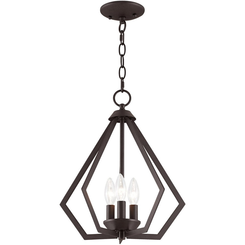 Bronze Three Light Metal Dimmable Chandelier With Shades HomeRoots