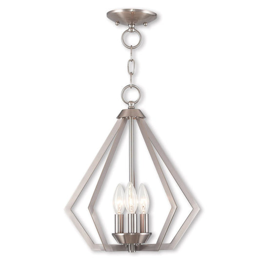 Nickel Three Light Metal Dimmable Chandelier With Shades HomeRoots