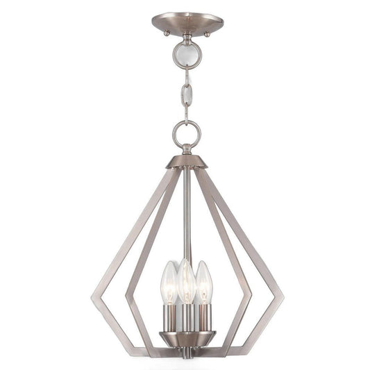 Nickel Three Light Metal Dimmable Chandelier With Shades HomeRoots